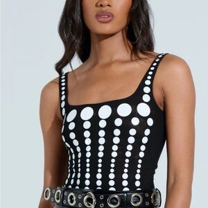 Black and White Polka Dot Women's Bodysuit